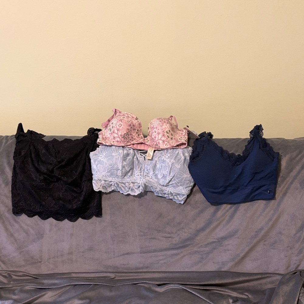 Women’s Lace Bralette Set - Black, Light Blue,Navy pink lucky brand 34c